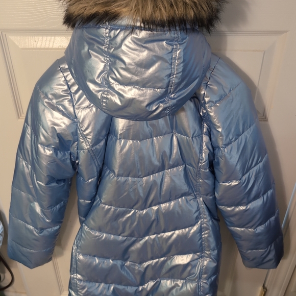 Like New Girls Large Lands End Parka, Metallic Blue